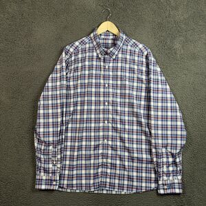 Vineyard Vines Shirt Mens XL Blue Red Plaid Performance Classic Whale Stretch